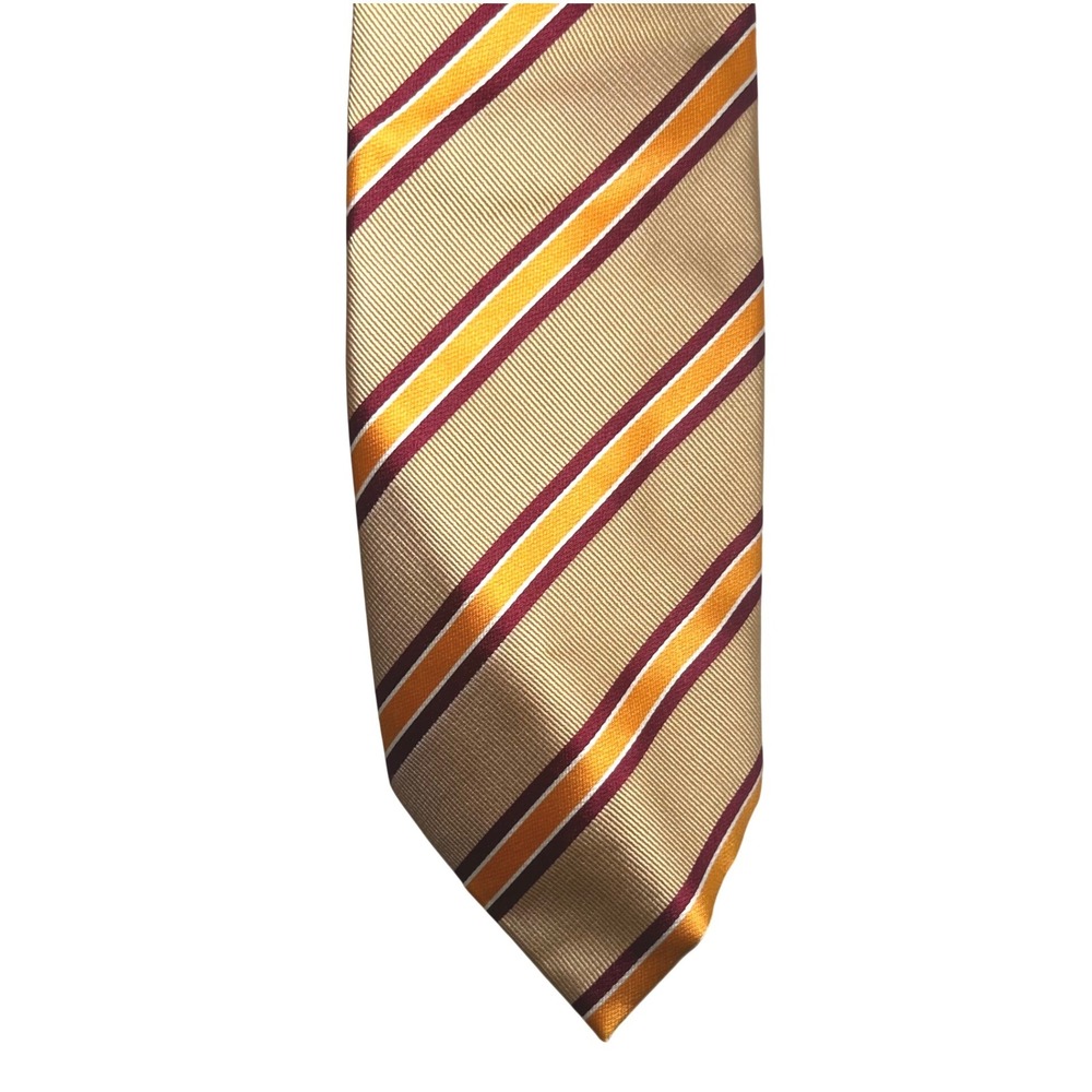 Voglia La Moda D Italia Mens Silk Striped Necktie Gold Burgundy Orange classic